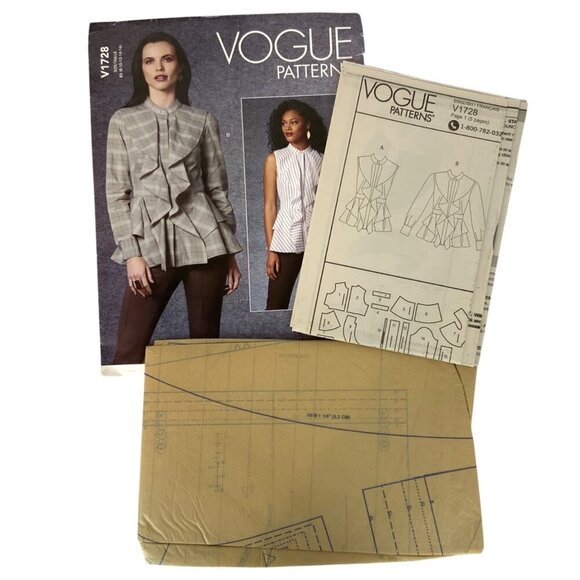 Vogue V1728 Sewing Pattern Womens Peplum Tops Blouses Ruffle Details Sizes 8-16 - Picture 3 of 3